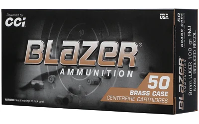 CCI Ammunition 9mm Luger 100gr FMJ Brass – 50rd